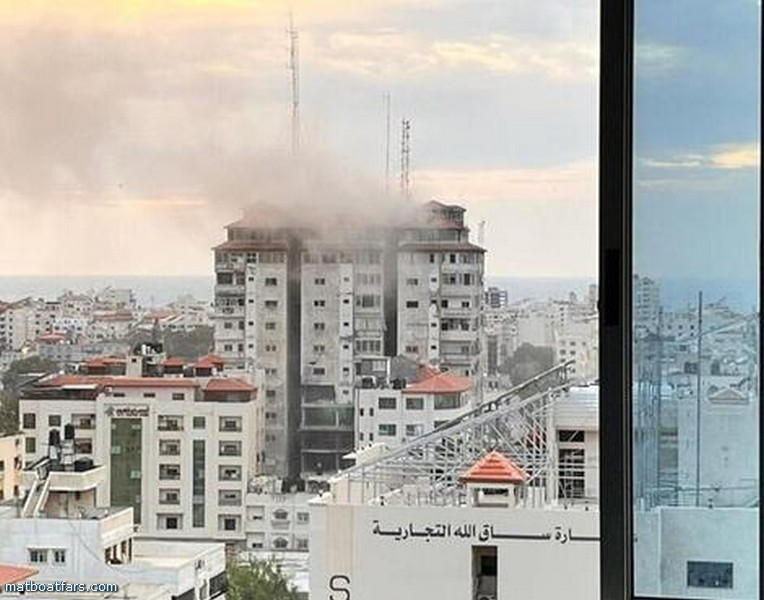 برج فلسطین در نوار غزه بمباران شد