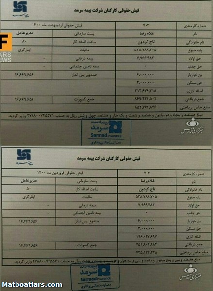 برکناری تاجگردون بعد از انتشار فیش نجومی