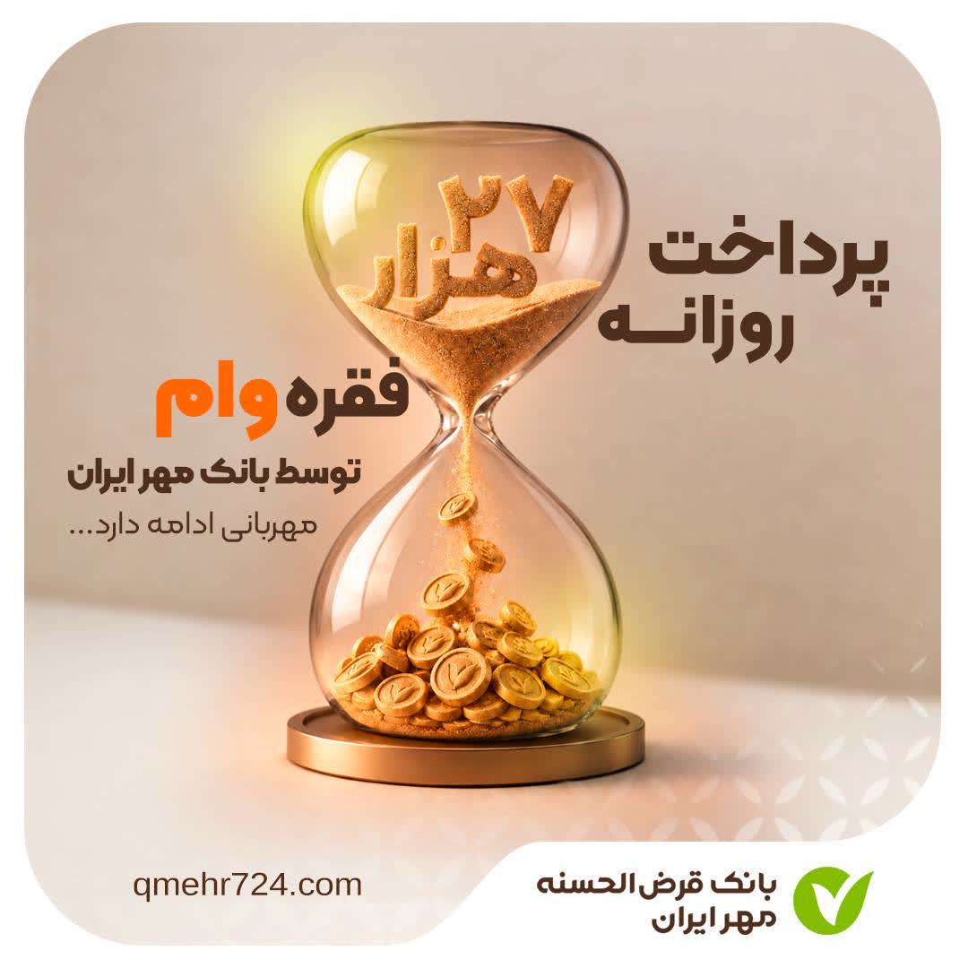 بانک مهر ایران روزانه ۲۷ هزار فقره وام پرداخت می‌کند