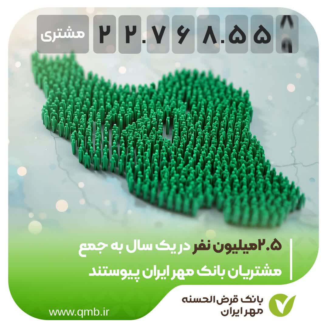 ۲.۵ میلیون نفر در یک سال به جمع مشتریان بانک مهر ایران پیوستند