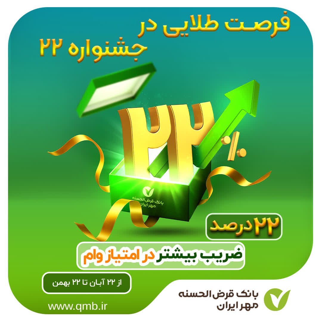 افزایش ۲۲ درصدی ضرایب امتیازی در طرح‌های نیلوفر، نارون و یاقوت؛ فرصتی بی‌نظیر برای دریافت تسهیلات با مبالغ بالاتر!